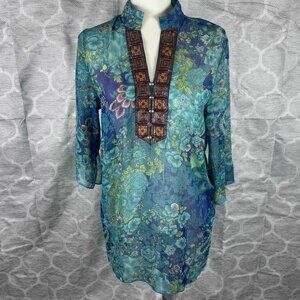Qin Xiang Sheer Floral Tunic Top - Size M/L